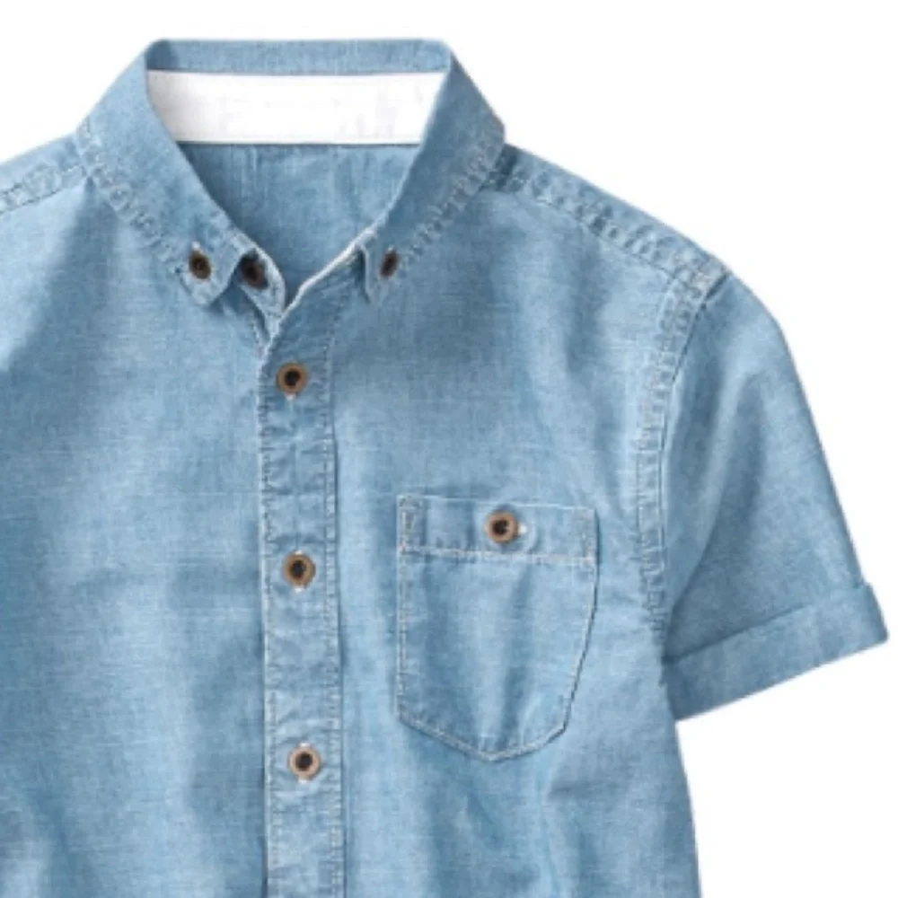 Gymboree Boys Kids Chambray Denim Button Down Lightweight Summer Shirt 6-12M